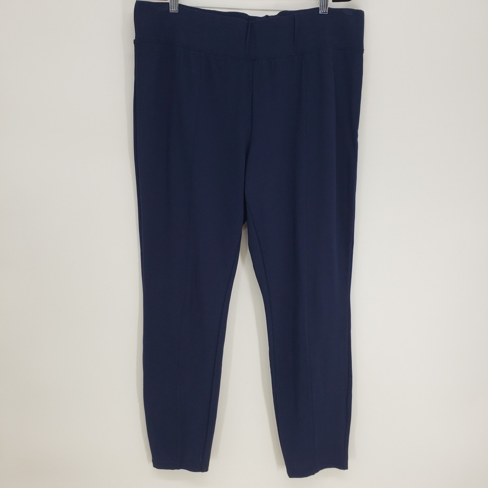 Old Navy Stevie High Rise Ankle Pants Women 2X Plus Navy Blue Ponte Knit Seamed